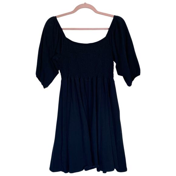 J. CREW Broken-in Jersey Smocked Babydoll Dress Size Small 2022 Black Mini - Picture 3 of 7